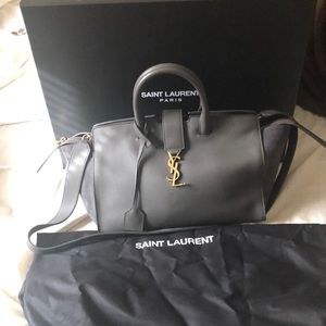 2017 collection YSL Monogramme Tote.  Color: Grey.